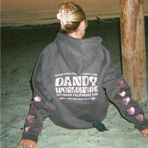 Dandy Worldwide "Heart on My Sleeve" Oversized Lux Hoodie in Charcoal Gray